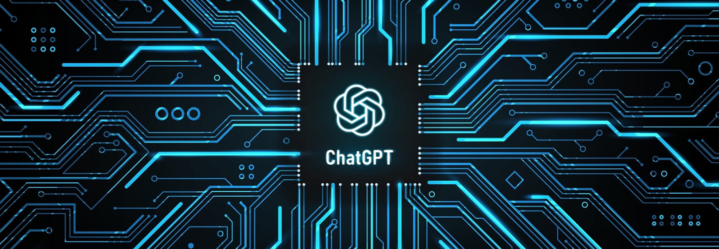 abstract image of computer chip circuitry (black background with blue lines)