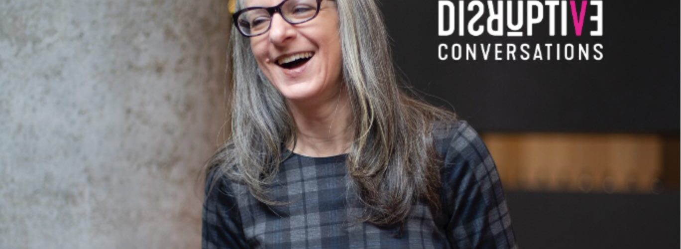 picture of sarah kaplan with text "disruptive conversations"